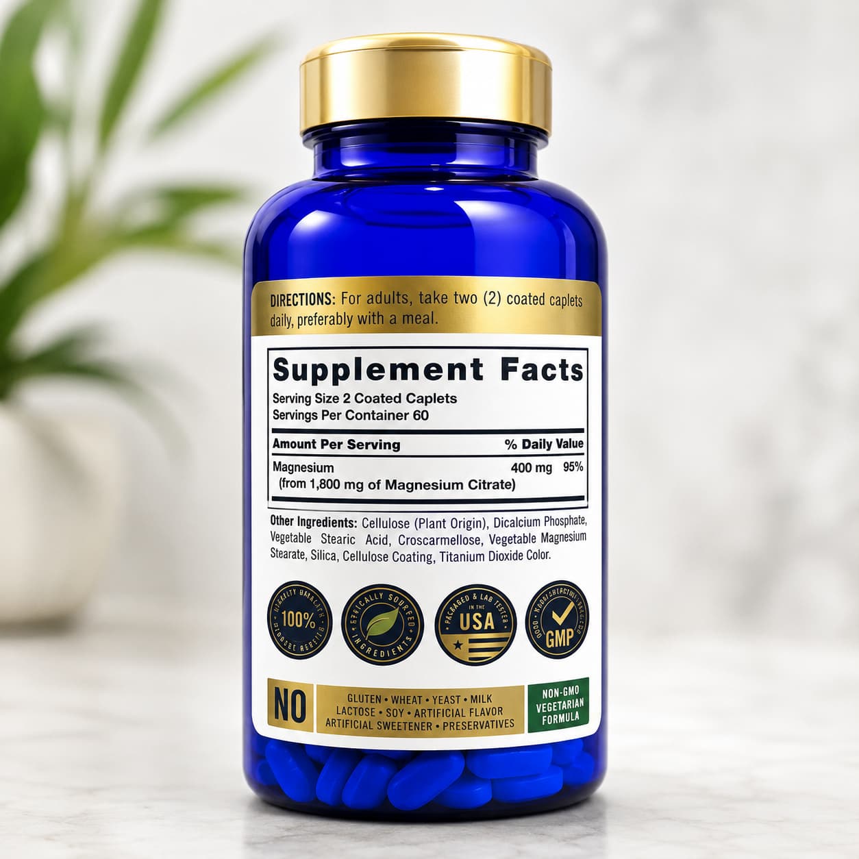 Carlyle Magnesium Citrate 1800 mg – 120 Tabletas, ingredientes