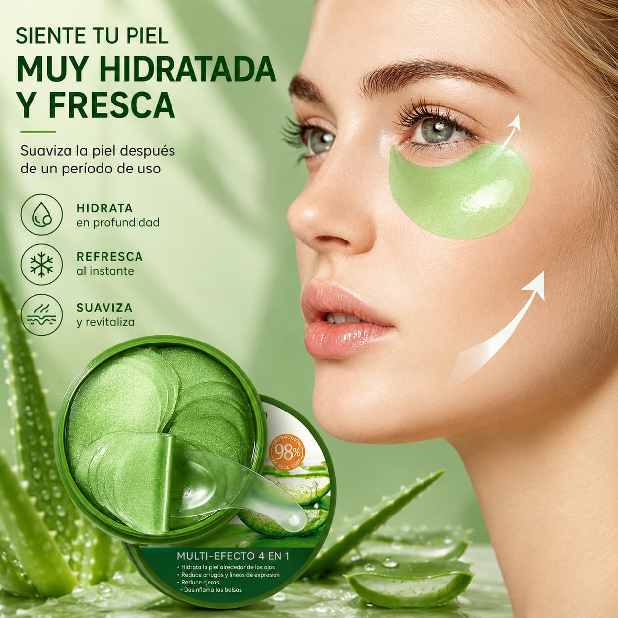 SADOER Aloe Vera Collagen Eye Mask | Parches Hidratantes para Ojos | 30 Pares (60 Parches)