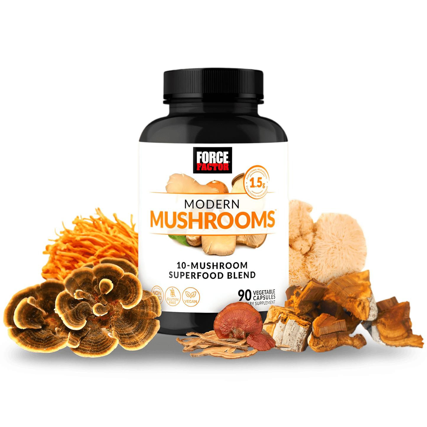 Force Factor Modern Mushrooms Suplemento de hongos con melena de león, cola de pavo y cordyceps 90 cápsulas vegetales. Envío a todo Costa Rica - CR Suplementos Costa Rica