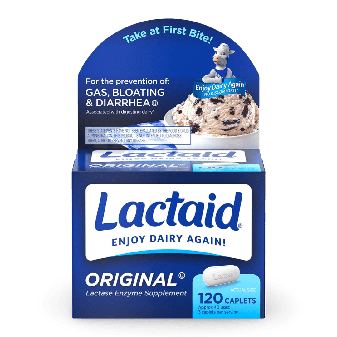 Lactaid Original para el Alivio de la Intolerancia a la Lactosa con Enzima Lactasa Natural 120 caplets - CR Suplementos Costa Rica