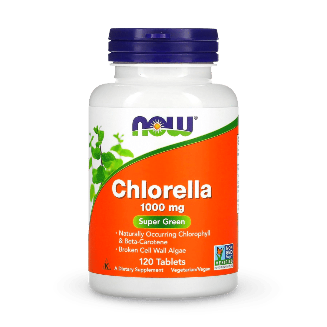 Now Foods Chlorella 1000 mg con clorofila, betacaroteno, carotenoides mixtos, vitamina C, hierro y proteínas naturales, 120 tabletas. Envío a todo Costa Rica - CR Suplementos Costa Rica