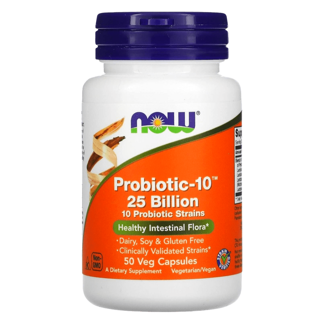 Now Foods Probioticos 10 cepas, 25 billones, 50 cápsulas. Envio todo Costa Rica - CR Suplementos Costa Rica