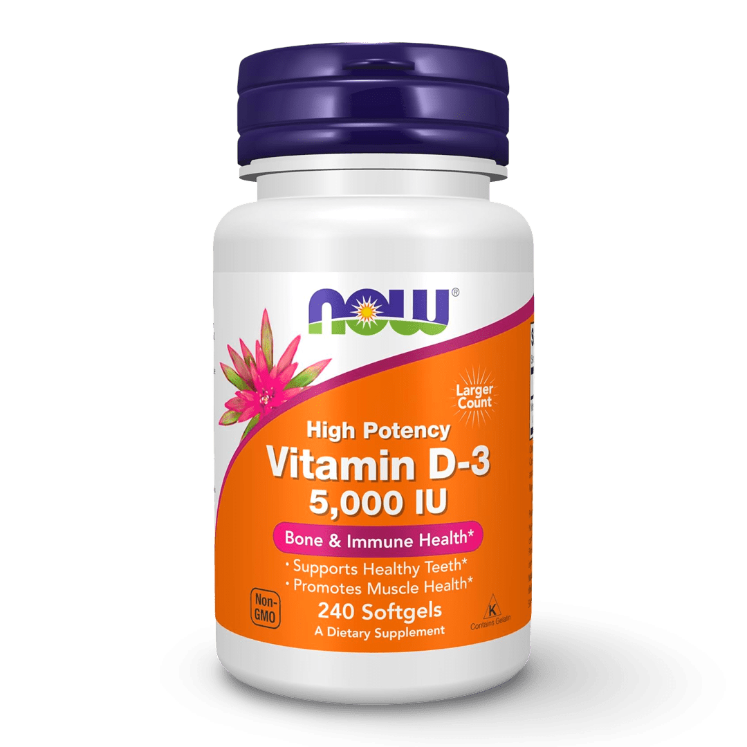 NOW Foods Vitamina D - 3 / 5,000 UI / 240 cápsulas. Envío todo Costa Rica - CR Suplementos Costa Rica
