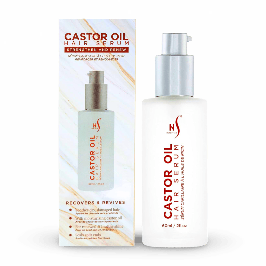 Serum para el Cabello de Aceite de Castor de HerStyler - Infundido con Vitamina E, Protector de Calor, Fórmula Engrosadora para el Crecimiento y Brillo del Cabello - CR Suplementos Costa Rica
