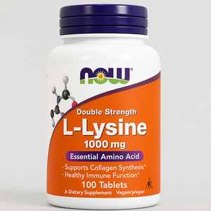 L-Lysine 1000 mg – NOW Foods | Aminoácido Esencial para Inmunidad y Colágeno (100 Tabletas). CR Suplementos Costa Rica.