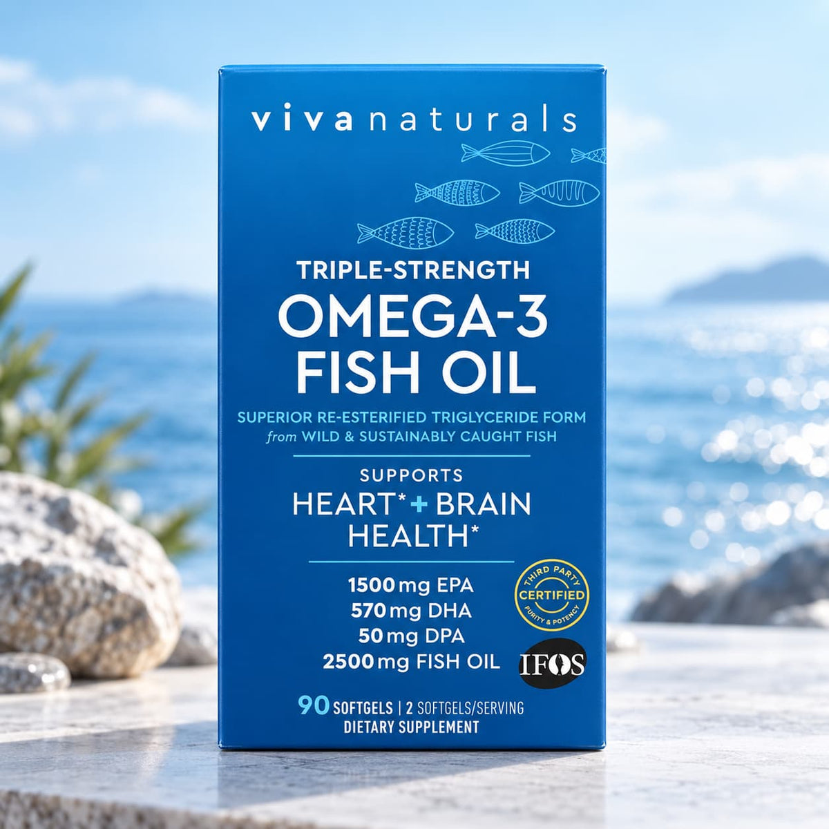 Viva Naturals Triple-Strength Omega-3 Fish Oil 90 Softgels CR Suplementos Costa Rica