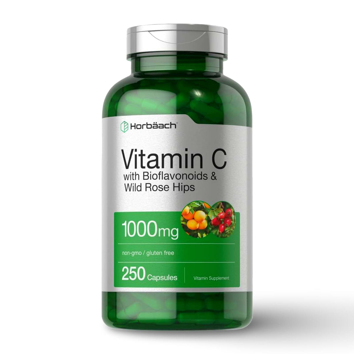 Vitamina C 1000 mg con Bioflavonoides y Rosa Mosqueta Horbäach – 250 Cápsulas CR Suplementos Costa Rica, frente