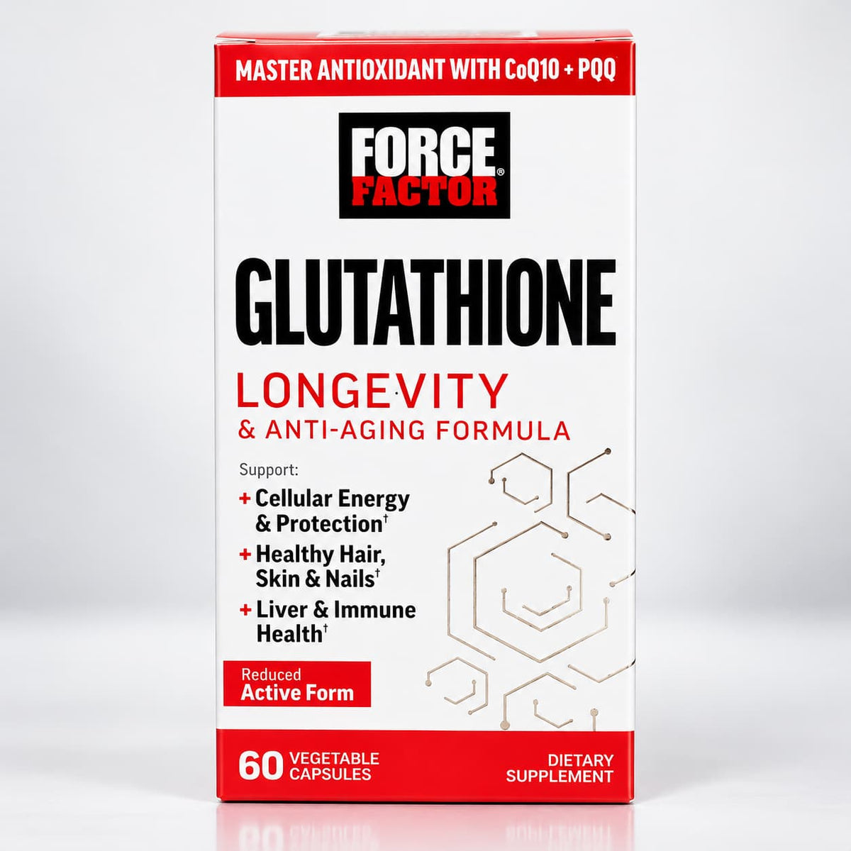 Force Factor Glutathione Longevity – Glutatión + CoQ10 + PQQ CR Suplementos Costa Rica frente