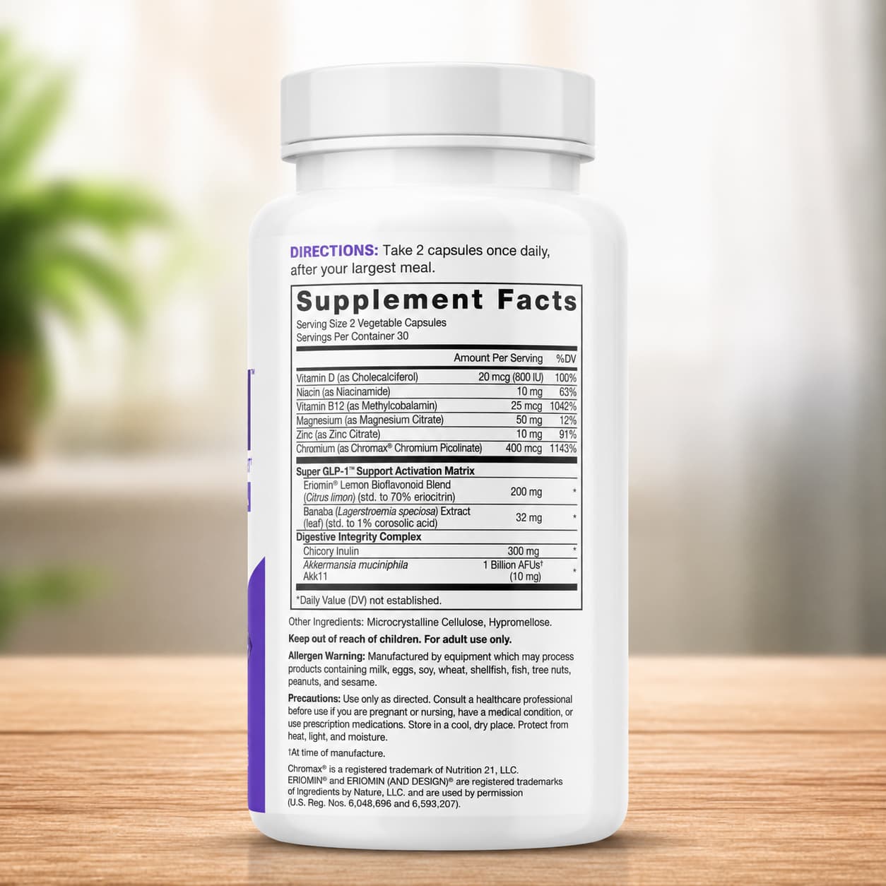 Force Factor Super GLP-1 Support + Akkermansia – 60 cápsulas ingredientes