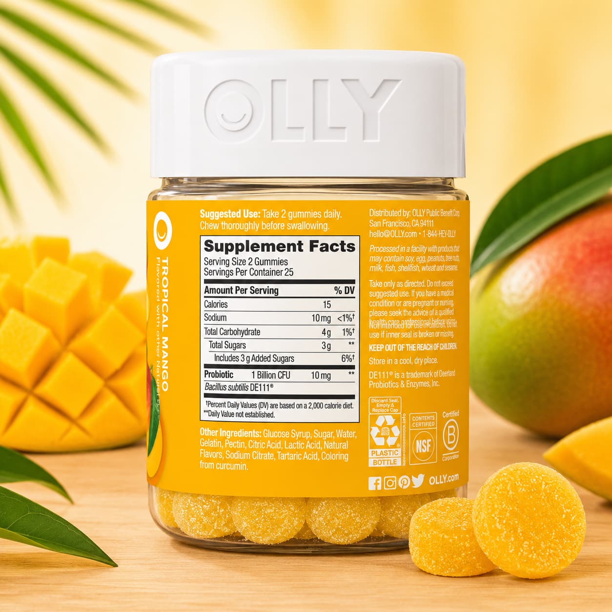 OLLY Probiotic – Probióticos para Salud Digestiva e Inmune, 50 Gomitas. ingredientes