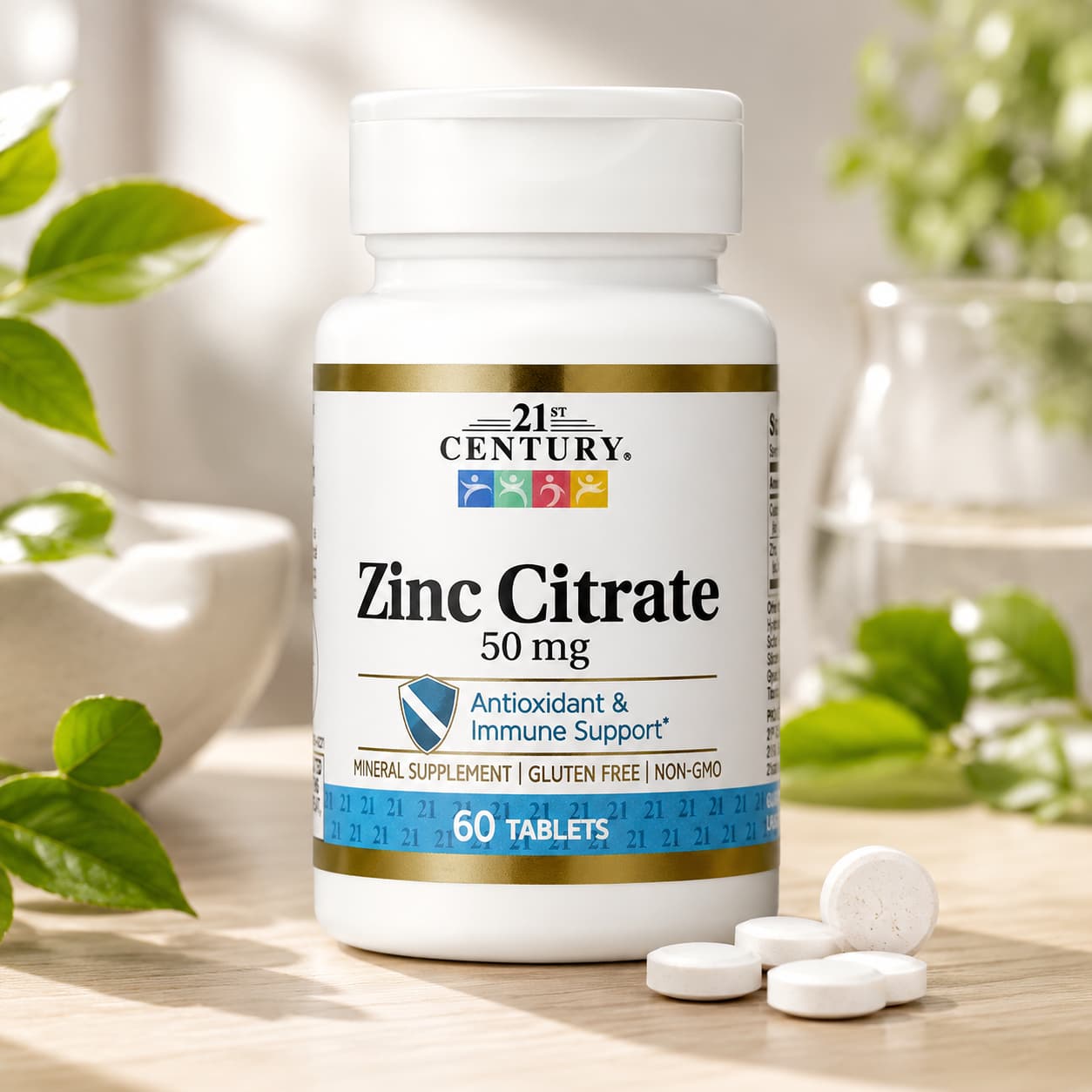 21st Century Zinc Citrate 50 mg – Citrato de Zinc – 60 Tabletas CR Suplementos Costa Rica