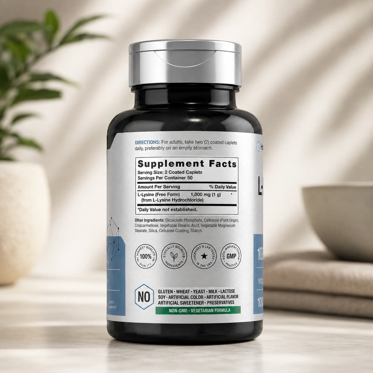 L-Lisina 1000 mg Horbäach – 100 tabletas label