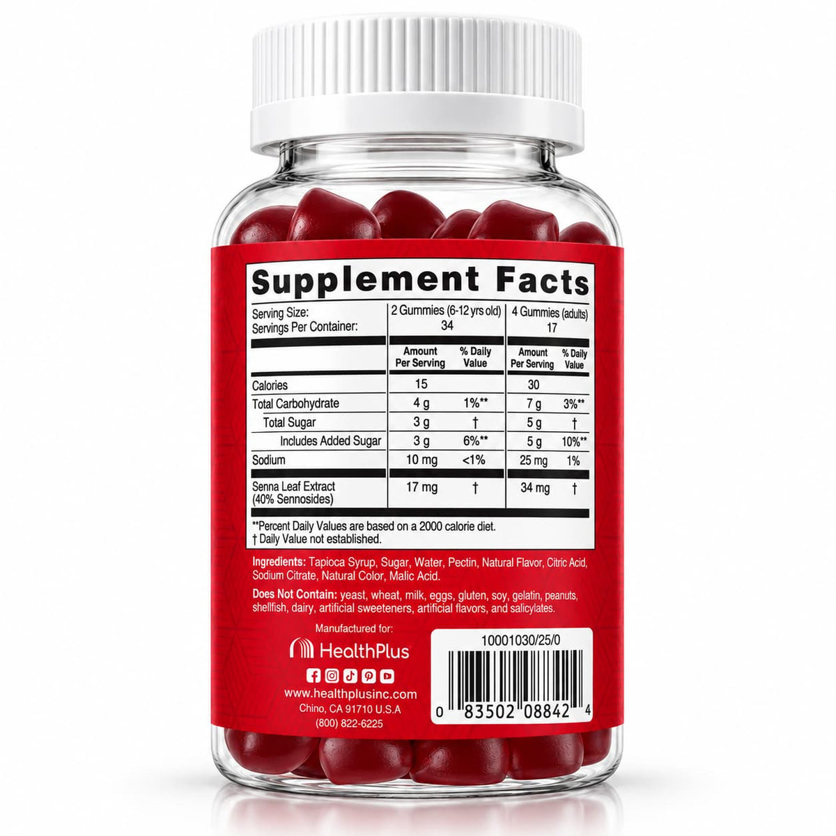 Health Plus Super Colon Cleanse Gummies – Tránsito Intestinal y Estreñimiento Ocasional | 60 Gomitas