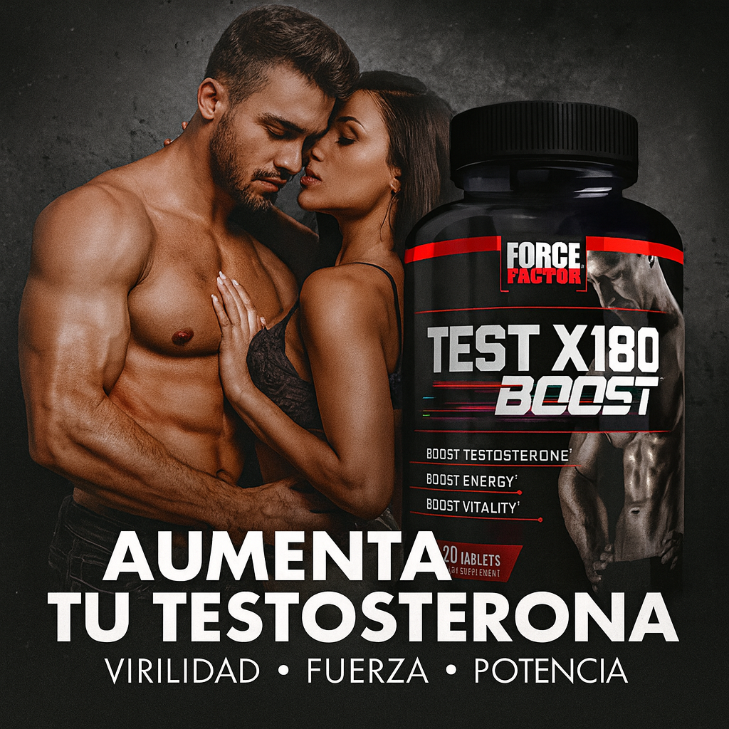 Force Factor Test X180 Boost Testo Booster, energía, resistencia, vitalidad, fuerza, 120 tabletas. Envío todo Costa Rica