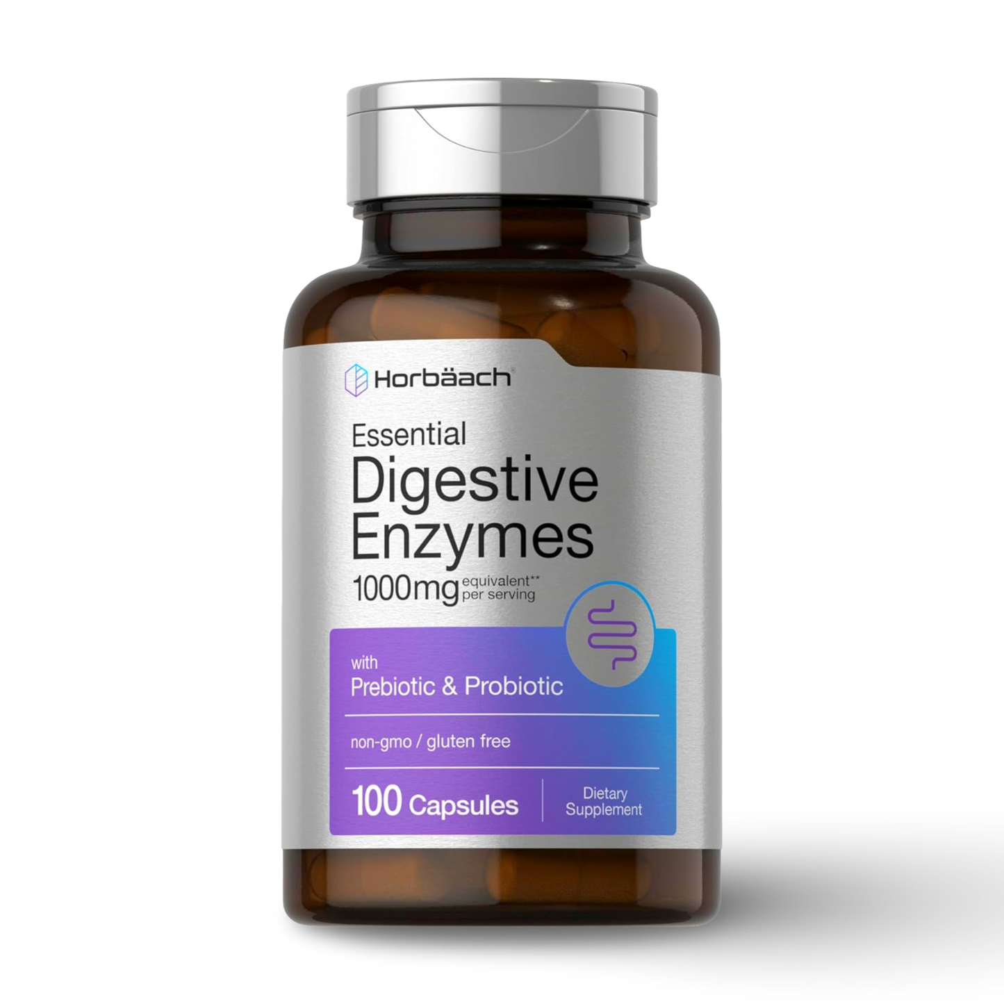 Enzimas Digestivas Essential 1000 mg con Prebiótico y Probiótico – Horbaach (100 cápsulas)