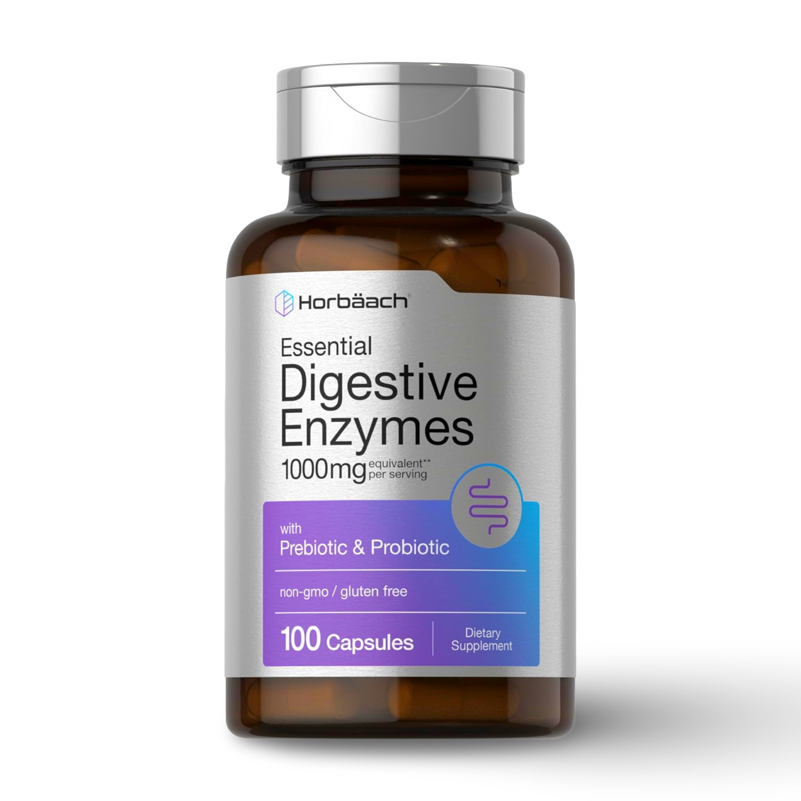 Enzimas Digestivas Essential 1000 mg con Prebiótico y Probiótico – Horbaach (100 cápsulas)