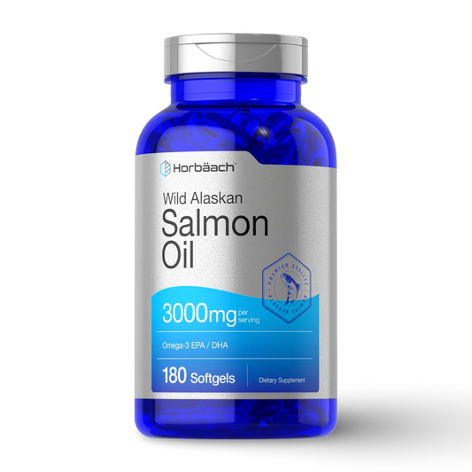 Wild Alaskan Salmon Oil 3000 mg Omega-3 EPA DHA 180 softgels Horbäach