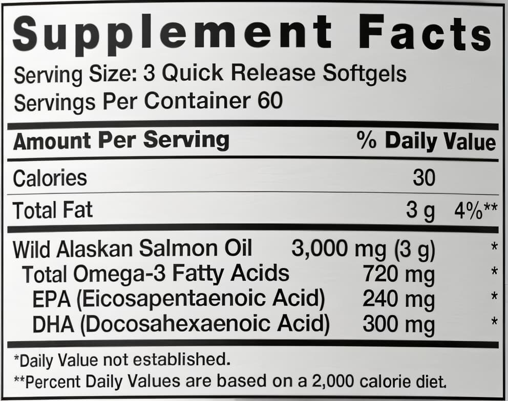 Wild Alaskan Salmon Oil 3000 mg – Omega-3 EPA & DHA Premium | Horbäach® 180 Softgels