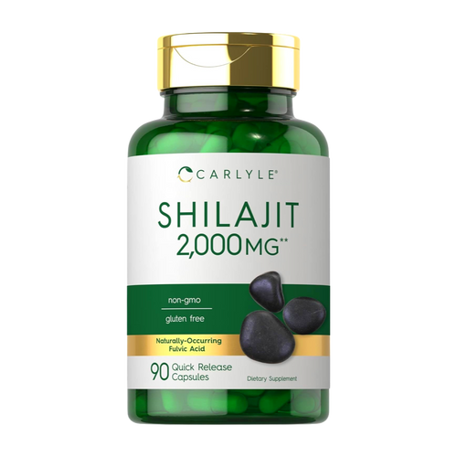 CARLYLE Shilajit para hombres y mujeres para apoyar la energía y la salud cerebral, 2,000 mg 90 caps. CR Suplementos Costa Rica