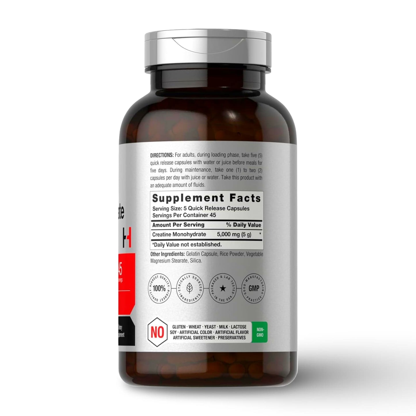 Creatina Monohidratada 5000 mg Horbäach – 225 Cápsulas (45 porciones)