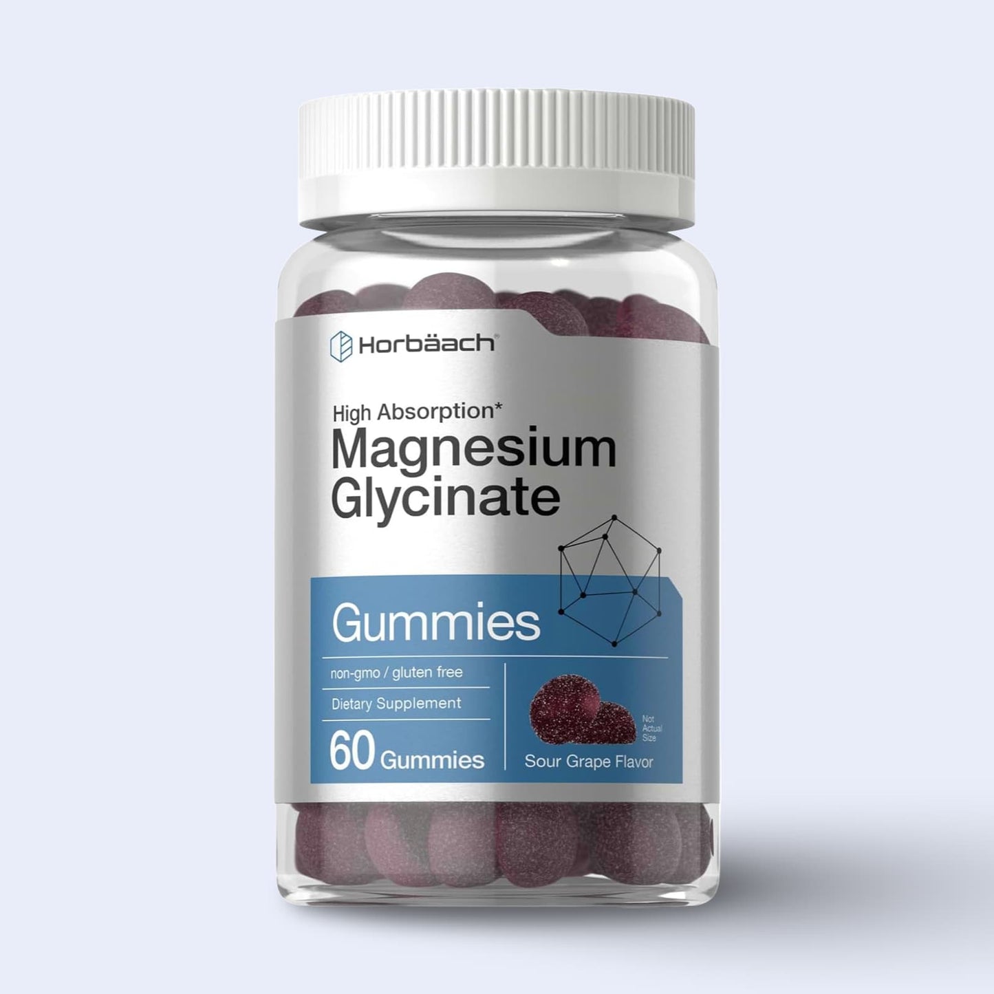 Horbaach Magnesio Glicinato Gummies – 60 Gomitas – Sour Grape frente