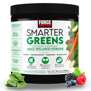 Force Factor Smarter Greens, polvo de superalimentos verdes para favorecer la salud intestinal, la hinchazón y la digestión. 288 gramos, 30 servidas CR Suplementos Costa Rica