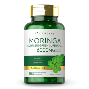 Moringa 6000 mg – Carlyle | Superalimento Verde Completo (180 Cápsulas Rápida Liberación). CR Suplementos Costa Rica.