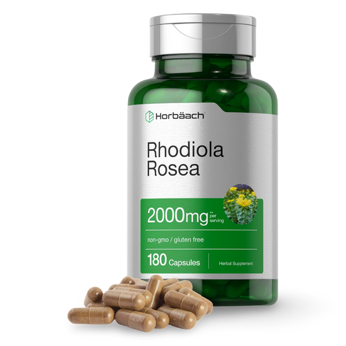 Horbäach Rhodiola Rosea 2000mg | 180 cápsulas | Non-GMO, Libre de Gluten CR Suplementos Costa Rica