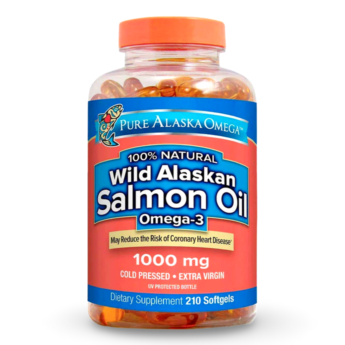 Aceite de Salmón Salvaje de Alaska – Omega-3 1000 mg | 210 cápsulas. CR Suplementos Costa Rica