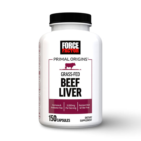 Hígado de Res Grass-Fed 3000 mg – Force Factor Primal Origins (150 Cápsulas). CR Suplementos Costa Rica.
