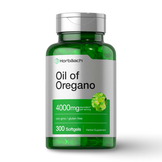 Aceite de Oregano Horbäach | 4000 mg por porción | 300 Softgels | Fórmula Premium NON-GMO Libre de Gluten