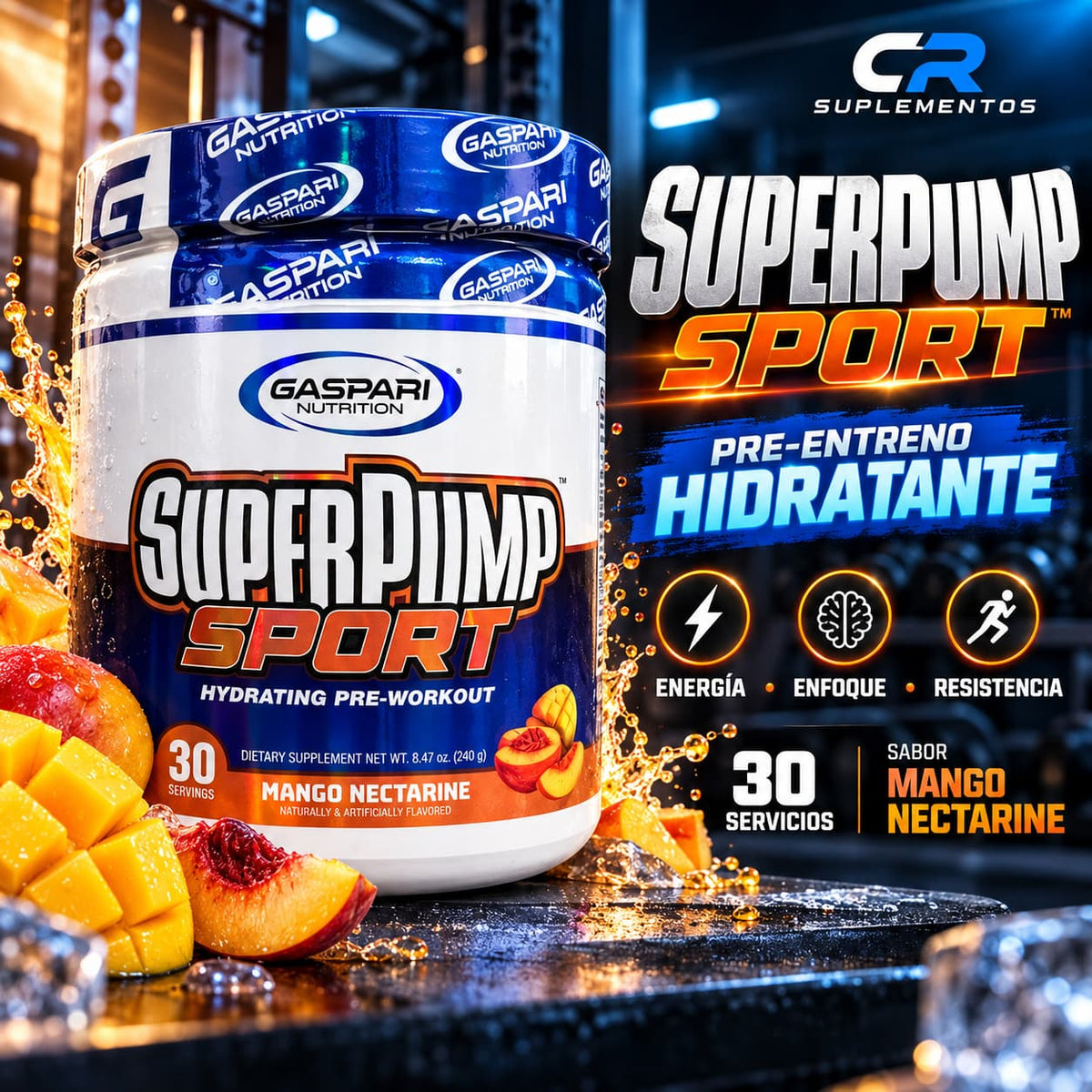 SuperPump Sport Gaspari Nutrition – Preentreno Energía y Resistencia | 30 Servicios. CR Suplementos Costa Rica