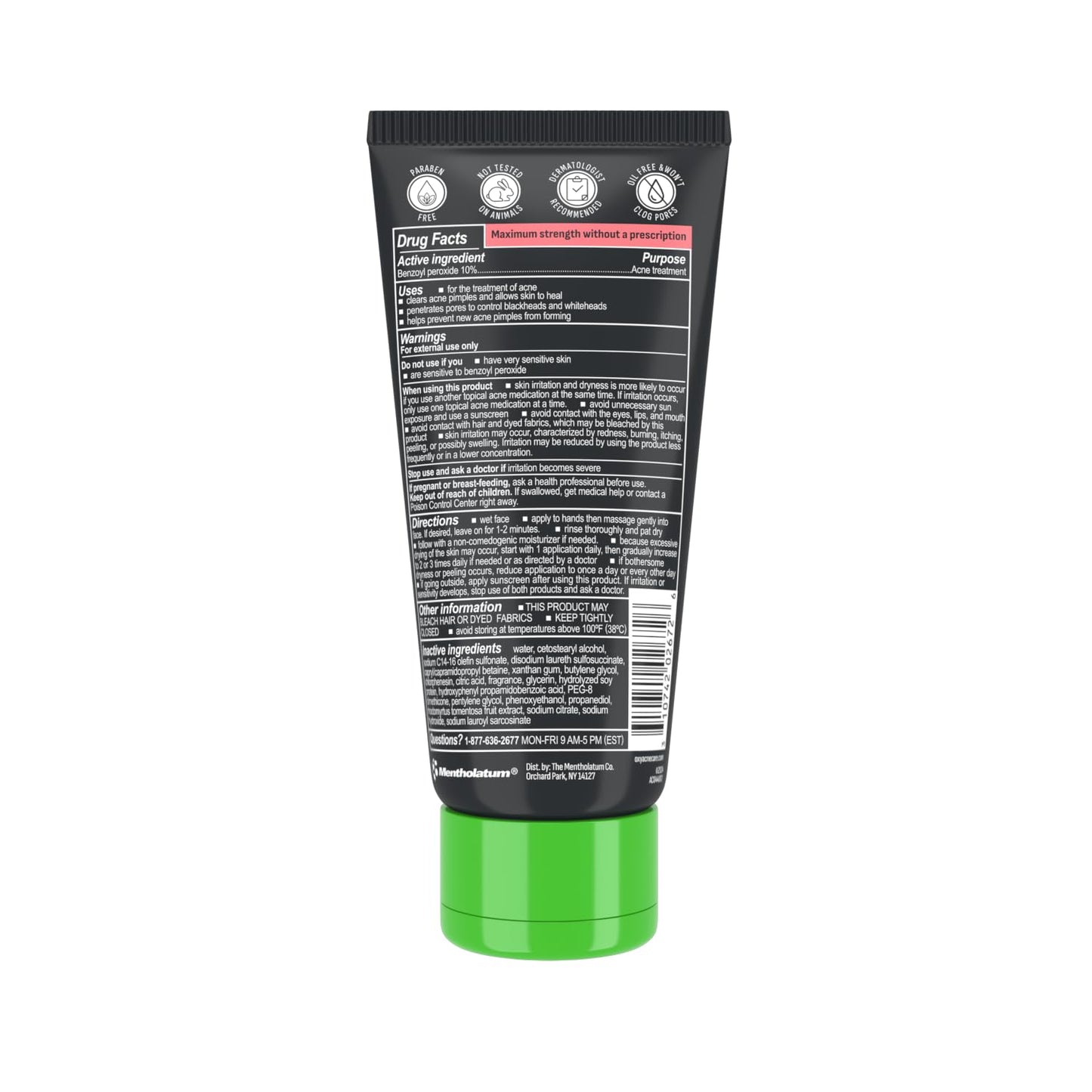 OXY Maximum Strength Limpiador para el Acné con Peróxido de Benzoilo 10% | 148 ml. Ingredientes