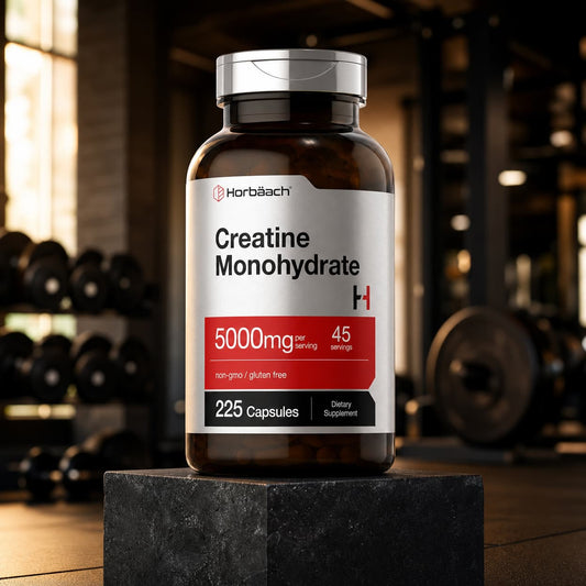 Creatina Monohidratada 5000 mg Horbäach – 225 Cápsulas (45 porciones)
