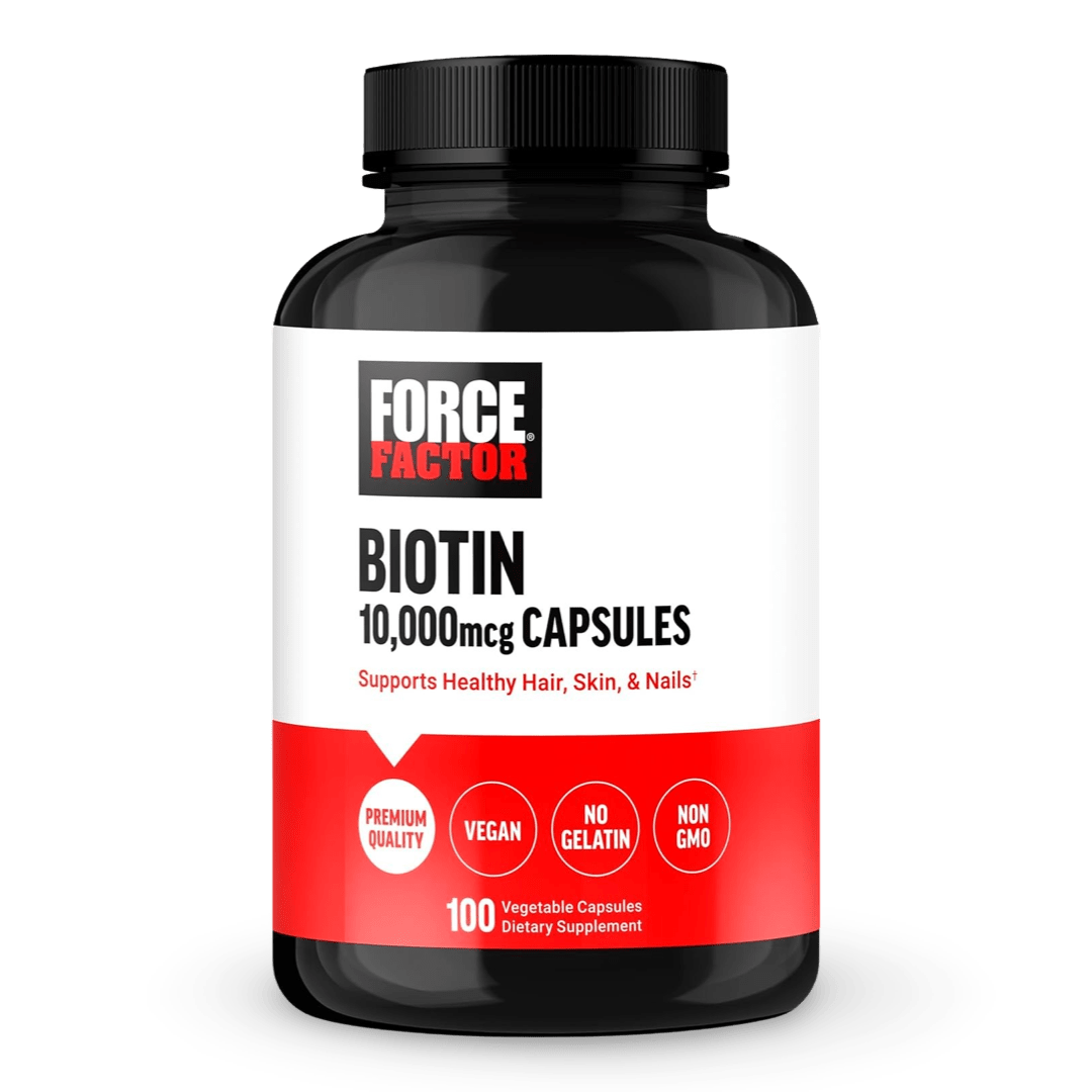 Force Factor Biotina 10,000 mcg, 100 cápsulas. Previene la caída del cabello. Envío todo Costa Rica - CR Suplementos Costa Rica