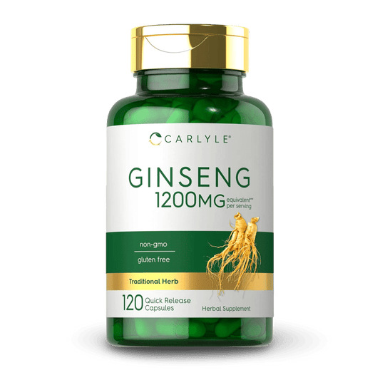 Ginseng Americano 1200 mg – Carlyle | Energía, Vitalidad y Bienestar Natural (120 cápsulas) - CR Suplementos Costa Rica