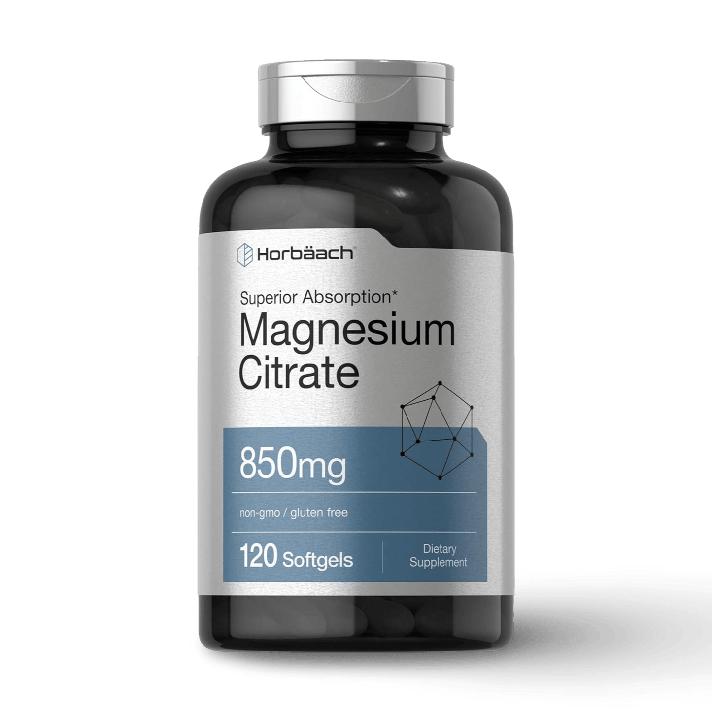 Magnesio Citrato Horbäach 850 mg – Absorción Superior – 120 Softgels - CR Suplementos Costa Rica