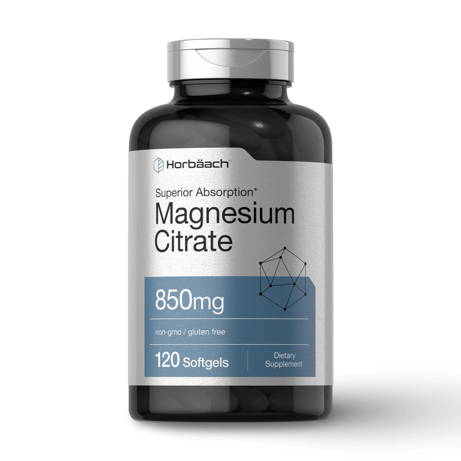 Magnesio Citrato Horbäach 850 mg – Absorción Superior – 120 Softgels - CR Suplementos Costa Rica