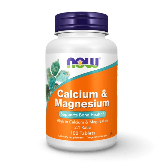 NOW Foods Calcio + Magnesio – 100 tabletas vegetarianas - CR Suplementos Costa Rica