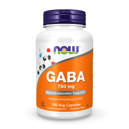 NOW Foods GABA (ácido gamma - aminobutírico) 750 mg, soporte para neurotransmisores, 100 cápsulas - CR Suplementos Costa Rica