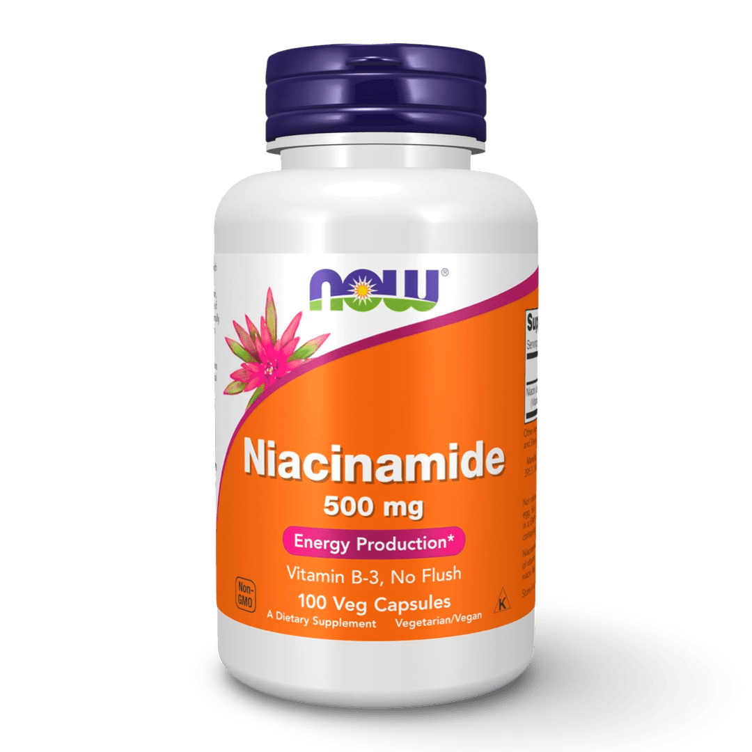 Now Foods Niacinamida (vitamina B - 3) 500 mg, producción de energía, 100 cápsulas vegetarianas. Envío a todo Costa Rica. - CR Suplementos Costa Rica
