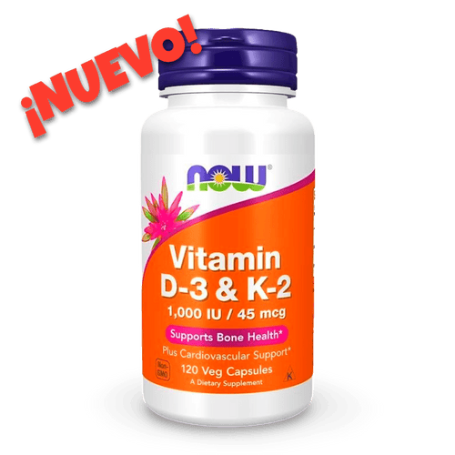 NOW Foods Vitamina D3 & K2 120 caps. Envío todo Costa Rica - CR Suplementos Costa Rica