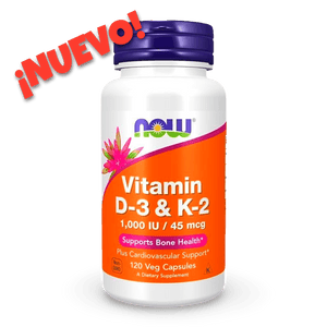 NOW Foods Vitamina D3 & K2 120 caps. Envío todo Costa Rica - CR Suplementos Costa Rica