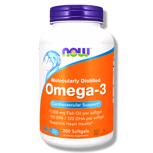 NOW Omega 3, apoyo Cardiovascular, reduce Colesterol y Triglicéridos. 200 caps, 1,000 mg - CR Suplementos Costa Rica