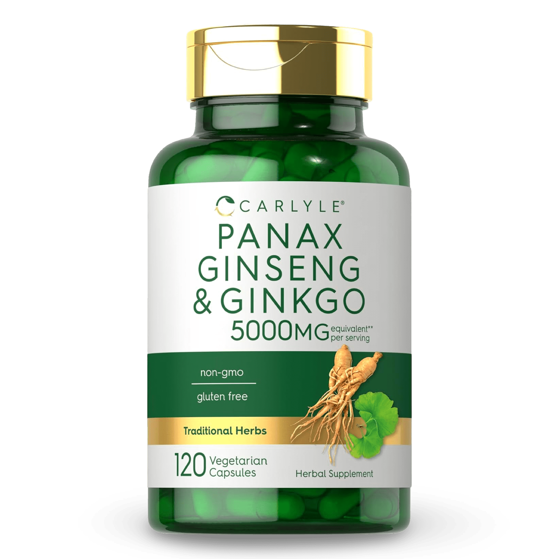 Panax Ginseng & Ginkgo Biloba 5000 mg – Carlyle (120 Cápsulas Vegetarianas) - CR Suplementos Costa Rica