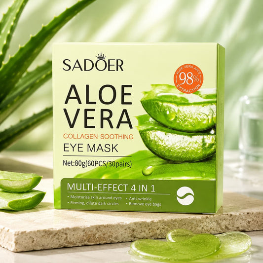SADOER Aloe Vera Collagen Eye Mask | Parches Hidratantes para Ojos | 30 Pares (60 Parches) CR Suplementos Costa Rica