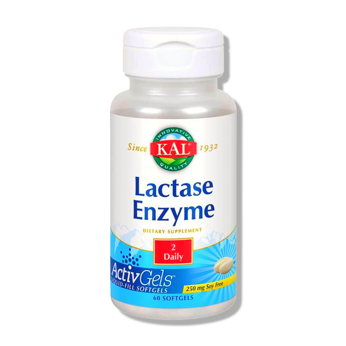 KAL Enzima lactasa 250 mg | Apoyo a la digestión saludable para la intolerancia a la lactosa | 60 cápsulas