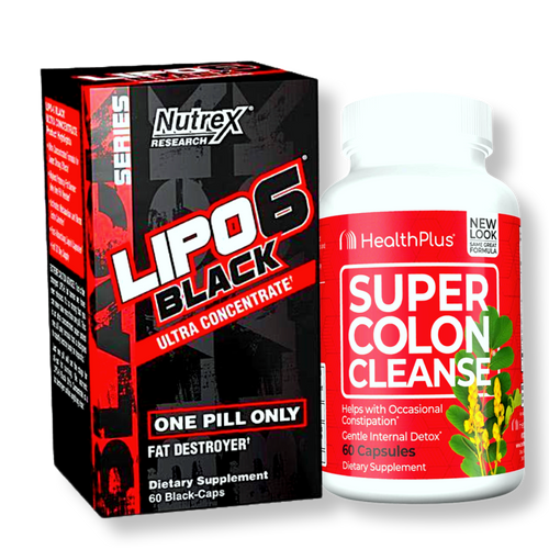Combo Lipo 6 Black Ultra 60 caps, Super Colon Cleanse 60 caps y Guía Alimenticia Digital para Perder Peso