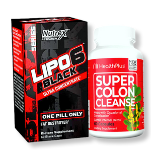 Combo Lipo 6 Black Ultra 60 caps, Super Colon Cleanse 60 caps y Guía Alimenticia Digital para Perder Peso